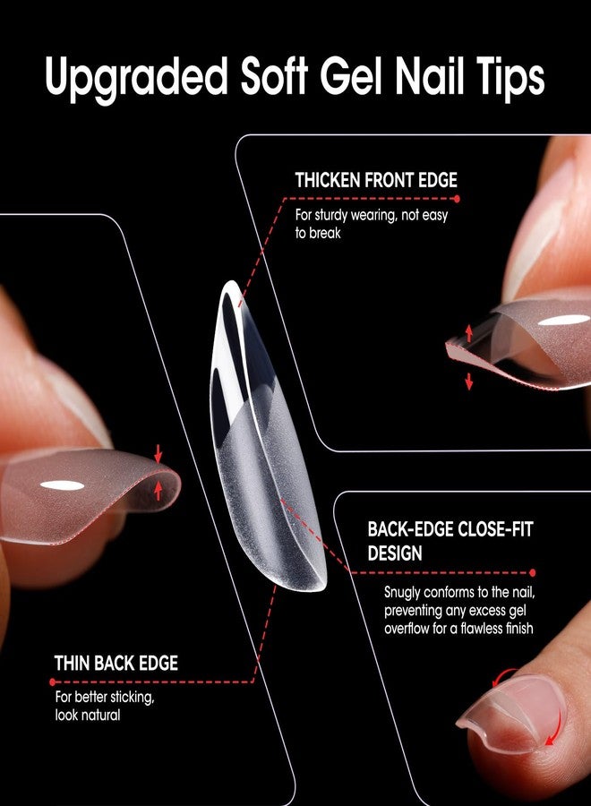 Gellen 504PCS Short Almond Gel Nail Tips – Half Matte Full Cover Acrylic, Extra Short Soft Gel Press On Nails, Soft Pre-Shaped False Nails for DIY & Salon - Image 4
